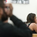 Maria Rosales, whose husband Duilio Antonio “Tony” Rosales, 34, was fatally shot Sunday night at a remote Excursion Inlet cabin, makes an emotional plea to Judge Keith Levy in Juneau District Court Tuesday. Mark DeSimone, 53, was charged with first- and second-degree murder in connection to Rosales's death and is behind held in custody in lieu of $500,000 bail.