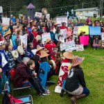 About 100 people attend a rally at Twin Lakes Wednesday evening in solidarity with the Standing Rock Sioux Tribe in North Dakota over the construction of the 1,172-mile Dakota Access pipeline.