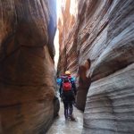 This 2013 photo provided by the National Park Service shows canyoneering in Keyhole Canyon, in Zion National Park, near Springdale, Utah. Zion National Park officials are retracing what led up to the deaths of seven people in a flooded canyon on Sept. 14, 2015, before a panel assesses what can be done to keep a growing number of visitors safe when spectacular natural settings turn perilous.