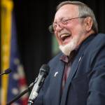 U.S. Rep. Don Young, R-Alaska, laughs while responding to a question at the Native Issues Forum at the Elizabeth Peratrovich Hall on Wednesday, August 1, 2018. (Michael Penn | Juneau Empire)