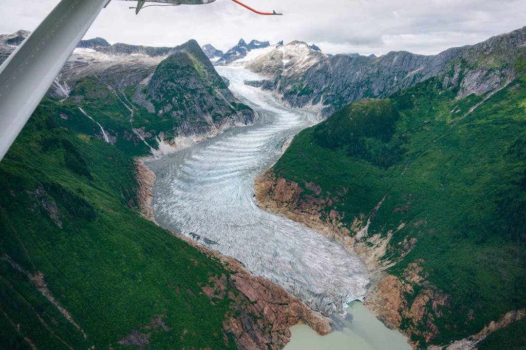 East Twin Glacier feeding into Twin Glacier Lake. (Gabe Donohoe | For the Juneau Empire)