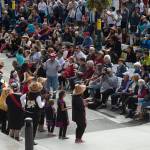 Members of the Woosh ji .een Dance Group perform during an unveiling ceremony for three bronze house posts in front of the Walter Soboleff Center by Sealaska Heritage Institute on Sunday, Aug. 26, 2018. (Michael Penn | Juneau Empire)