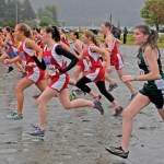 The 1A/2A/3A girls run at the start of the Region V championships on Saturday at Sandy Beach.