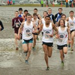 The 4A boys run at the start of the Region V championships on Saturday at Sandy Beach.