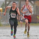 Craig's Andrew Marker and Sitka's Triston Rosas race to the finish of the boys 1A/2A/3A Region V championships on Saturday at Sandy Beach.