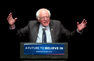 In this June 24 file photo, Sen. Bernie Sanders, I-Vt., speaks in Albany, N.Y. Sanders plans to meet with 1,900 of his delegates right before the start of the Democratic National Convention on Monday, part of a series of meetings aimed at providing direction to his undecided supporters after he endorsed Hillary Clinton.