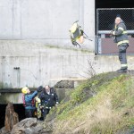 Scenes from a rescue call downtown Monday afternoon.