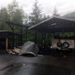 The fire at the Park's Cannery near Uyak Bay on Kodiak Island, Thursday.