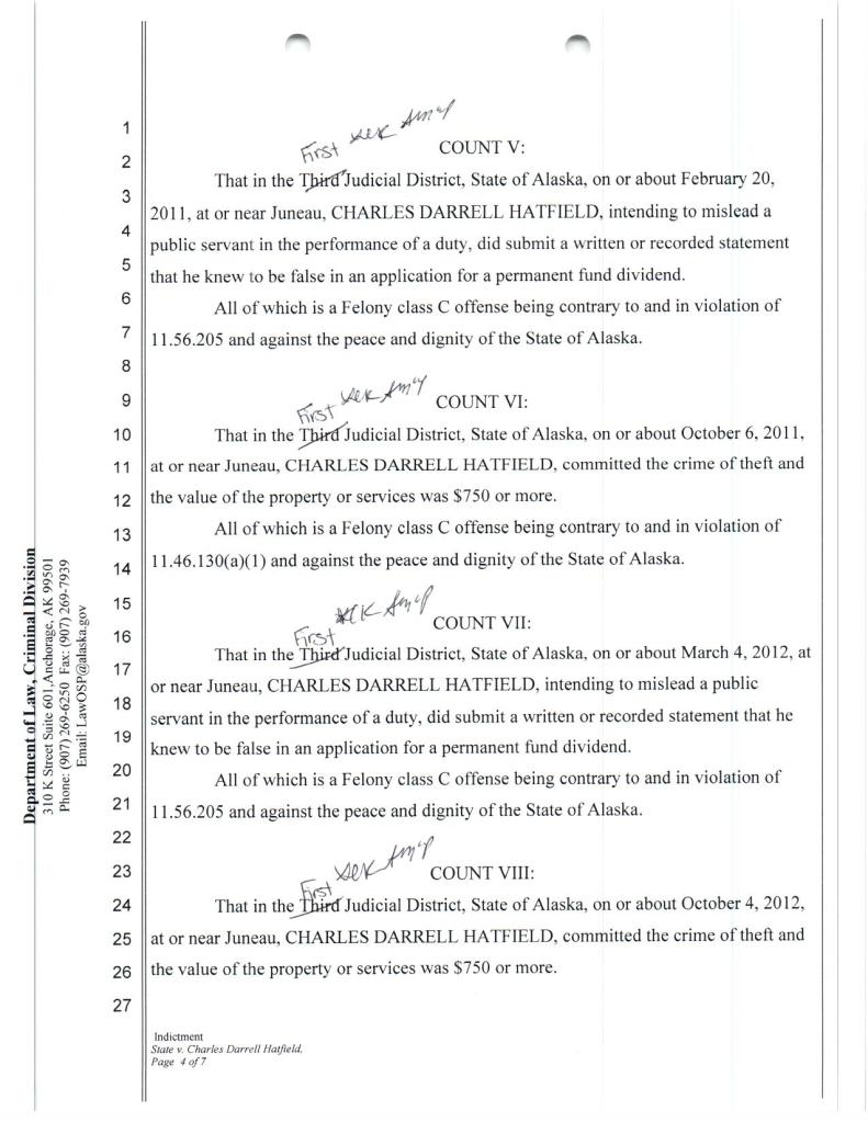 A Juneau grand jury indicted two people on Wednesday for alleged fraudulent activity. One woman is believed to have used a debit card belonging to someone else and another man is believed to have collected his PDF for seven years illegally.