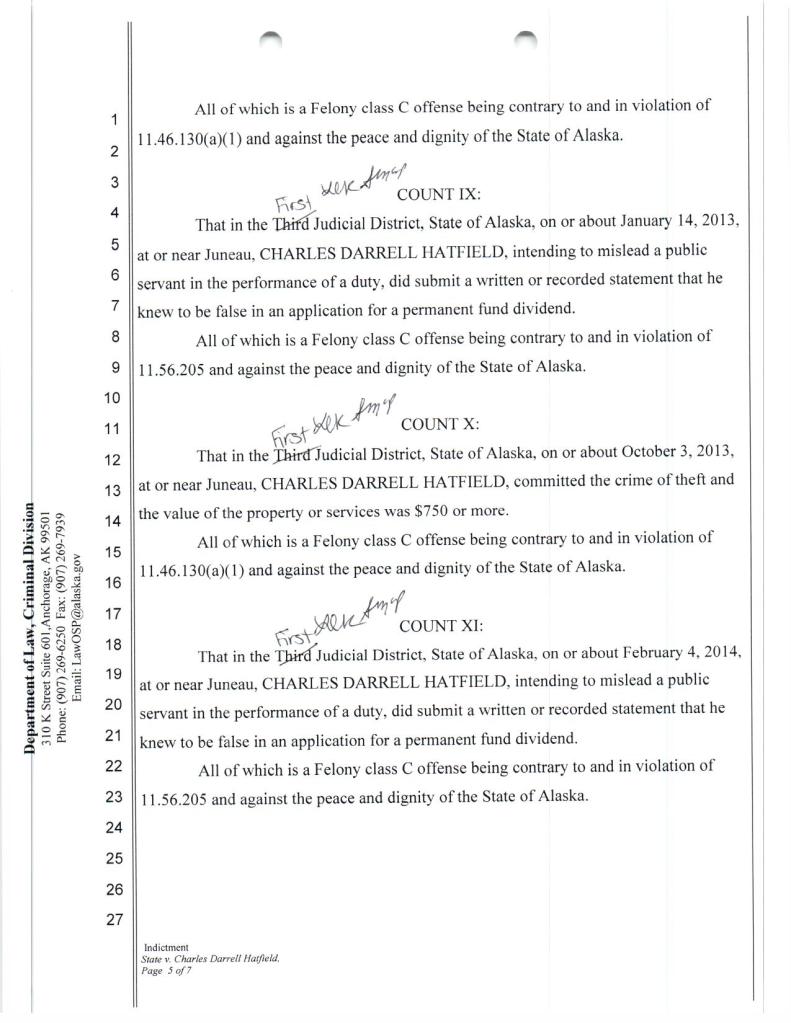 A Juneau grand jury indicted two people on Wednesday for alleged fraudulent activity. One woman is believed to have used a debit card belonging to someone else and another man is believed to have collected his PDF for seven years illegally.