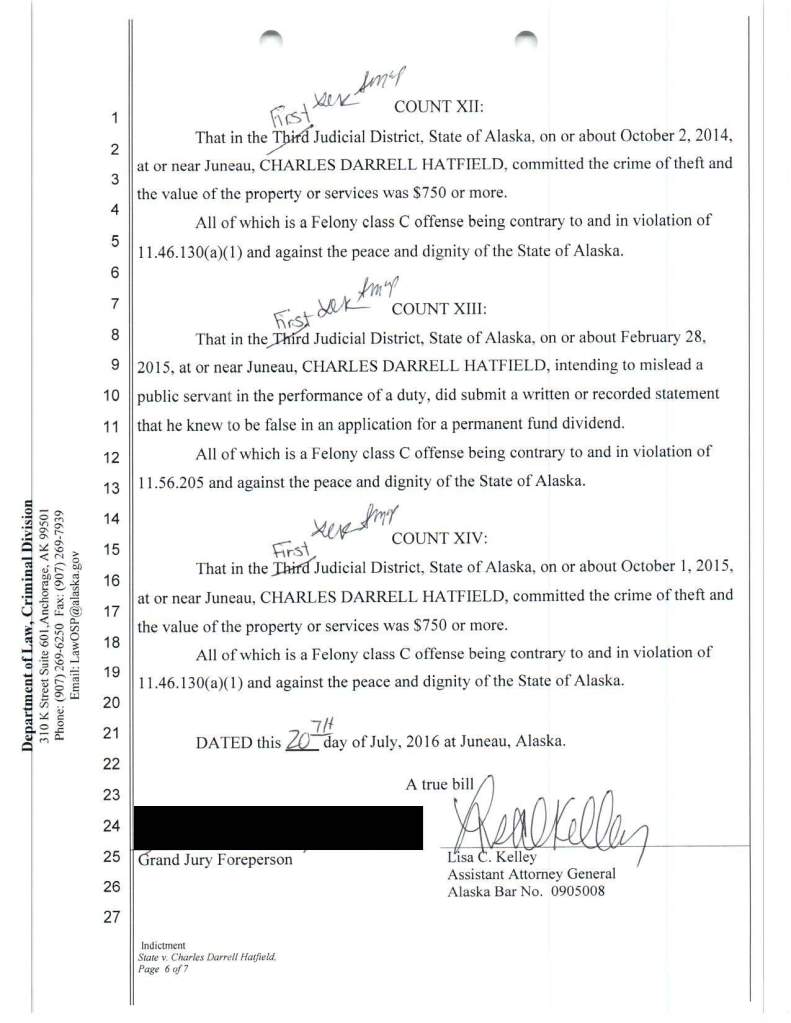 A Juneau grand jury indicted two people on Wednesday for alleged fraudulent activity. One woman is believed to have used a debit card belonging to someone else and another man is believed to have collected his PDF for seven years illegally.