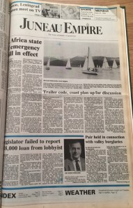 The front page of the Empire on Monday, June 23, 1986