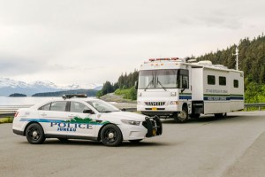 JPD's Mobile Command Center, seen Sunday out the road near Eagle Beach