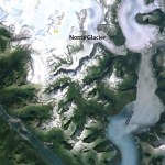 Norris Glacier is located south of Juneau, near the Taku Inlet.