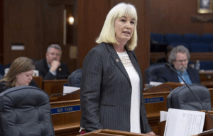 In this file photo from March 2016, Rep. Cathy Muñoz, R-Juneau, speaks in favor of a bill during a House session.