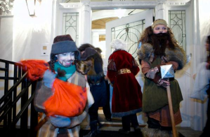 In this file photo from Oct. 31, 2014, Elliott Costello, 11, left, and Sam Bovitz, 10, right, make a stop at the Governor's House for Halloween.