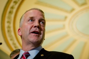 Sen. Dan Sullivan, R-Alaska speaks during a news conference on Capitol Hill in Washington on Tuesday.