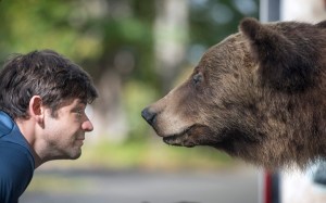 Michael Hirsh, of Olympia, Washington, gets a rare nose-to-nose view of a grizzly bear during his visit to the 27th annual Nisqually Watershed Festival at the Billy Frank Jr. Nisqually National Wildlife Refuge northeast of Olympia, Washington, on Sept. 24. The taxidermy display — which also included a smaller black bear — were on loan from Cabela's sporting goods for the Nisqually Land Trust's educational display.