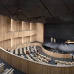 An artist rendering of the 300-seat theater in the new JACC, which will include a central seating area and a balcony. Courtesy image
