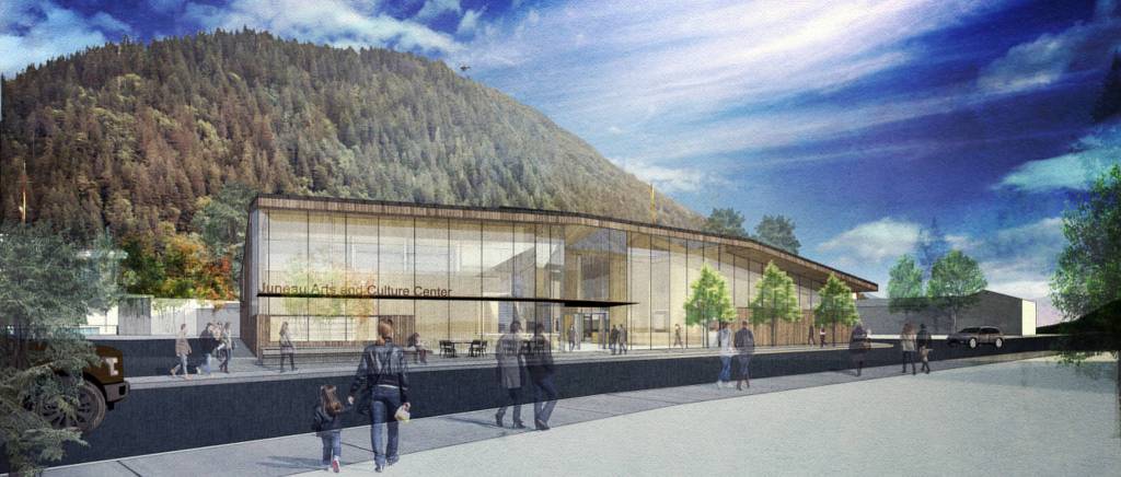 The view of the new JACC from the Andrew P. Kashevaroff State Library, Archives and Museum, as depicted in an artist rendering. Courtesy image.