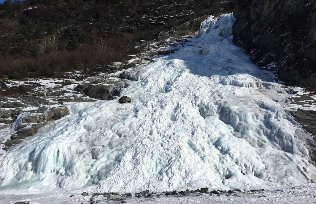 Nugget Falls - like an avalanche of snow and ice. Photo by Denise Carroll.