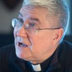 Fr. Pat Travers, pastor at Holy Name Parish in Ketchikan, talks about being the diocesan administrator for the Diocese of Juneau, the bishop&rsquo;s office in Juneau on Wednesday. (Michael Penn | Juneau Empire)