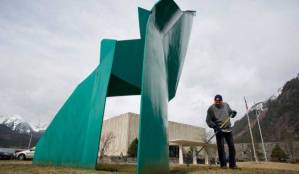 The Nimbus sculpture, pictured in April 2011 at the former Alaska State Museum. The once-controversial Robert Murray sculpture was commissioned for the Dimond Courthouse but was moved to the museum site in 1984. It was re-installed at the museum when the new musuem building was built and opened last summer. (Michael Penn | Juneau Empire File)