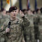 Col. Scott Green speaks during a change of command ceremony for the Army&rsquo;s 4th Brigade Combat Team (Airborne), 25th Infantry Division on Friday, March 24, 2017 on Joint Base Elmendorf Richardson. During the ceremony, Col. Paul Larson took command from Green, who had led the brigade since 2014. Though leaving the 4/25, Green isn&rsquo;t leaving base &mdash; his next assignment is as Chief of Staff for U.S. Army Alaska. (Star photo by Matt Tunseth)