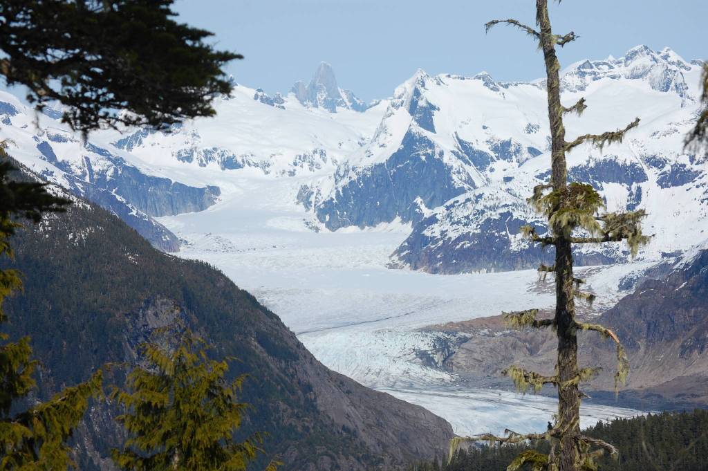The Devils Thumb and the Patterson Glacier from the mountain where the alleged &ldquo;devil creatures&rdquo; chased Charlie in &ldquo;A Testament to Ice&rdquo; from &ldquo;Haunted Inside Passage.&rdquo; Photo by Bjorn Dihle.