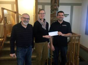 From left to right are John Gaguine, Juneau Community Foundation board member; Amy Skilbred, Executive Director of the Juneau Community Foundation and Tim Dudley, SECON general manager. (Courtesy photo)