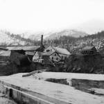 Treadwell Mine on April 22, 1917. The cave-in happened April 21 and 22. Harry F. Snyder Photograph Collection: Treadwell, Alaska, 1916-1918. Photo by Harry F. Snyder. ASL-PCA-38.