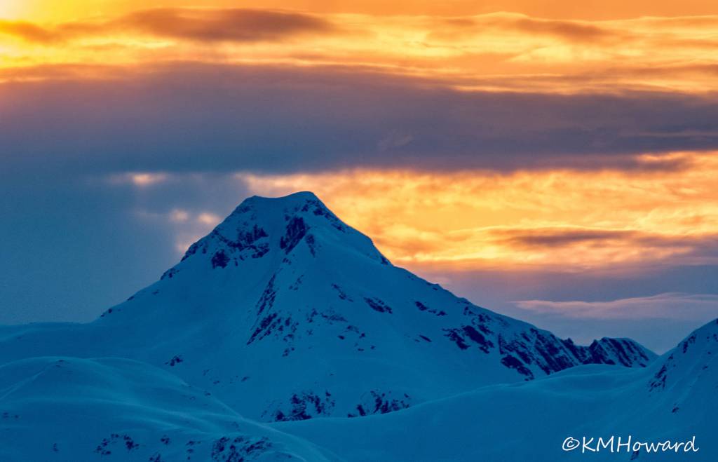 Mt. Golub framed by a sunset filled sky on April 10. (Photo by Kerry Howard)