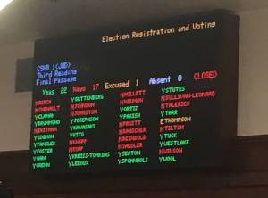 The Alaska House of Representatives voted 22-17 on Friday, April 28, 2017 to allow Alaskans to register as voters on Election Day. House Bill 1 now goes to the Senate for consideration. (James Brooks | Juneau Empire)