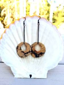 Heather Dillon, who will be showing her work at Shoefly on First Friday, uses electricity to create interesting designs on jewelry made from Devil&rsquo;s club. Courtesy image.