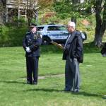 Juneau Mayor Ken Koelsch speaks during a wreath-laying at Evergreen Cemetery Wednesday as part of the annual National Police Memorial Day ceremonies. (Liz Kellar | Juneau Empire)