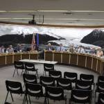 The City and Borough of Juneau Finance Committee debates the 2018 Fiscal Year budget late into the night Wednesday. The committee voted to appropriate $20,000 to a survey looking into the Juneau Access Road, among other additions to the budget. (Alex McCarthy | Juneau Empire)