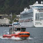 PHOTOS BY Michael Penn | Juneau Empire U.S. Coast Guard personnel aboard a 25-foot Response Boat conduct a Maritime Security Response operation in the Juneau harbor on Wednesday.
