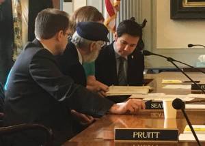 James Brooks | Juneau Empire From left to right, Rep. Lance Pruitt, R-Anchorage; Rep. Paul Seaton, R-Homer; and Rep. Neal Foster, D-Nome; discuss budget matters in a conference committee meeting Thursday morning, June 8, 2017 in the Alaska State Capitol.