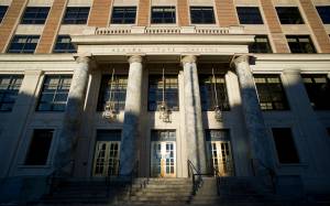 Sunlight exposes the front of the Alaska State Capitol building on Tuesday, Jan. 3, 2017. (Michael Penn | Juneau Empire)