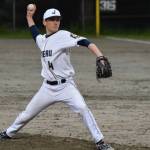 Juneau Post 25&rsquo;s Chandler Lewis pitches against Wasilla Post 35 on Friday. Lewis faced nine batters in the sixth and seventh innings and didn&rsquo;t give up a hit. (Nolin Ainsworth | Juneau Empire)