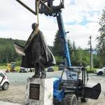 Prior to being installed in downtown Juneau, the Seward Statue goes through a &ldquo;trial run&rdquo; to see if it fits on its marble base. Early next week, the statue will be installed on the base at Dimond Courthouse Plaza across the street from the Juneau State Capitol before a public unveiling July 3. (Photo courtesy of Wayne Jensen)
