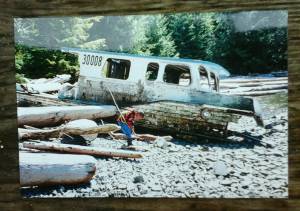 Tara&rsquo;s nephew Erik playing in front of the wreck of the Daybreak. Photo by Tara Neilson.