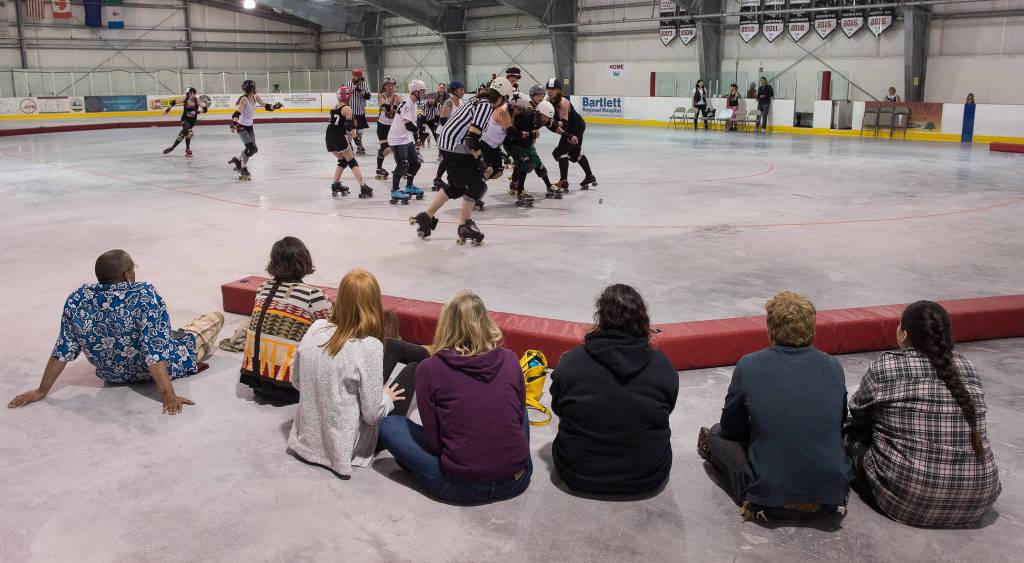 The Juneau Rollergirls (and some boys) hold their first Mashup of the year at the Treadwell Arena on Friday, July 14, 2017. (Michael Penn | Juneau Empire)
