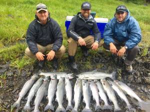 California residents Eric Simoni, JT Thomson and Eric Smith were at the right place at the right time on Prince of Wales last week. Photo by Jeff Lund.