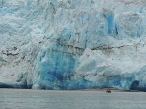 Sawyer Glacier with sandbar in front on July 14, 2017. (Photo by Kenneth O&rsquo; Brien)