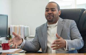 Keith Gregory, the new President and CEO of the Tlingit and Haida Regional Housing Authority, speaks during an interview in his office in this archive photo on Friday, June 23, 2017. (Michael Penn | Juneau Empire)