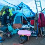 Homeless encampment on property belonging to the Alaska Mental Health Trust Authority on Friday, Aug. 18, 2017. The Trust Authority will give campers a two-week notice to vacate the area starting Tuesday. (Michael Penn | Juneau Empire)