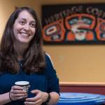 Amy Knight talks about her new ownership of Heritage Coffee at their downtown office and roasting facility on Thursday, Aug. 31, 2017. (Michael Penn | Juneau Empire)
