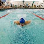 Sitka Wolves swimmer Sophia Schwantes competes in the 100 meter butterfly during Saturday&rsquo;s swim meet at the Augustus Brown Swimming Pool. (Konrad Frank | For the Juneau Empire)