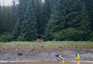 At the Forest Service cabin. Photo by Chelsea Tremblay.